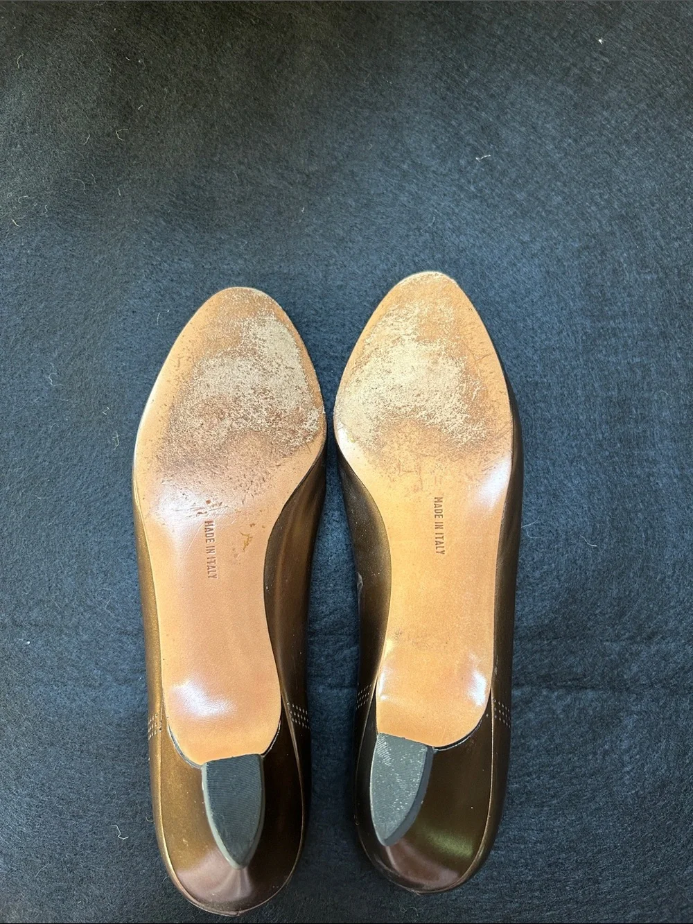Salvatore Ferragamo Vintage Brown Leather Perforated Pointed-Toe Pumps